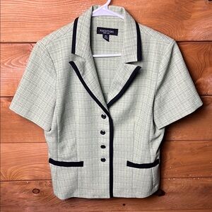 Perceptions Women's Green Short Sleeve‎ 3 Button Blazer sz 12 Suit Jacket Career